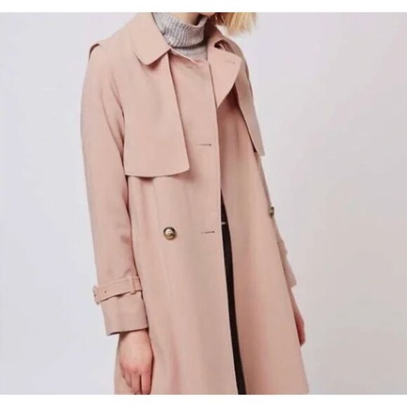 Topshop Jackets & Blazers - Topshop Pink Double Breasted Petite Trench Coat